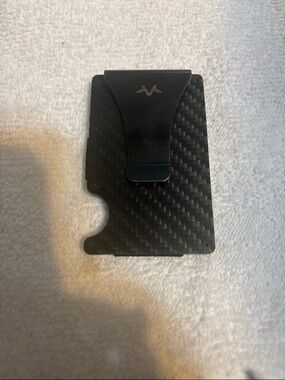 Carbon Fiber Card Holder with Metal Money Clip - Black